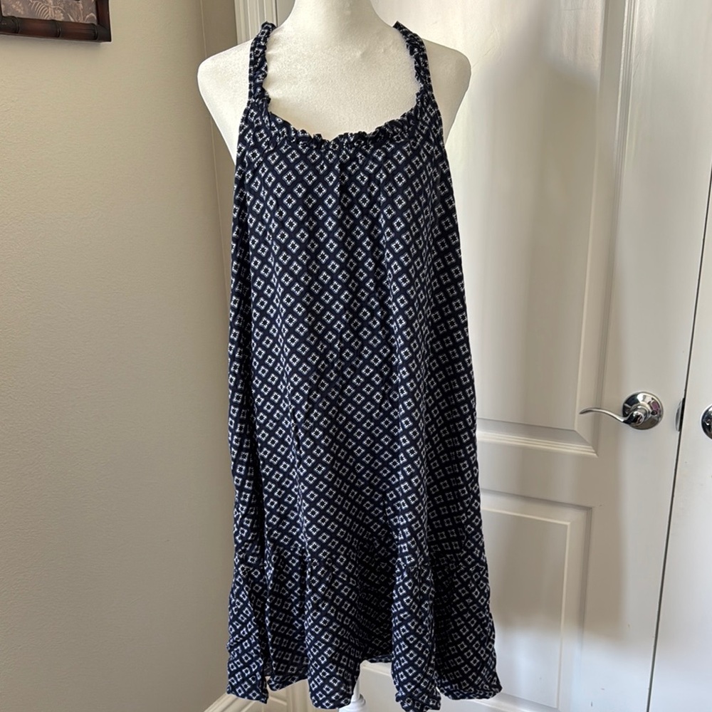 Navy and White Patterned Dress